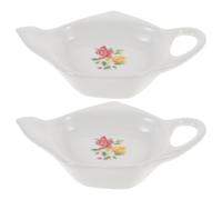 Angoily 2pcs Ceramic Tea Bag Holder Set Teapot-Shaped Tea Bag Coasters with Snack Bowl Function Porcelain Sauce Dish for Party Absorbent Dipping Sauce Plate for Kitchen and Afternoon