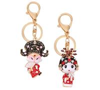 Angoily 2pcs Chinese Style Alloy Key Holder Keychains with Clasp, Classical Vintage Design to Decorate Keys and Clip to Purse, Bag Pendant for Friends and Relatives