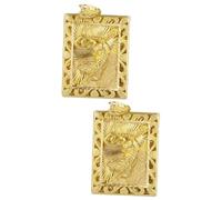 Angoily 2pcs Chinese Zodiac Tiger Pendant Retro Brass Tiger Charm Decor for Necklace Keychain Home Unique Craft for Friends Family Vintage Hanging Decoration