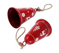 Angoily 2pcs Christmas Jingle Bells Ornaments with Elk Tree Pattern Rustic Metal Bell Pendants for Holiday Party Supplies Xmas Hanging Decorations for Wreaths Windows and Indoor Outdoor