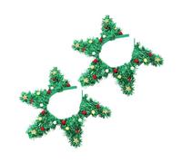 Angoily 2Pcs Christmas Tree Headbands with Sequin and Tinsel Foil, Festive Holiday Hair Accessories for Women and, Christmas Party Supplies Hairbands
