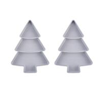 Angoily 2Pcs Christmas Tree Shaped Dish Plate, Plates Chip& Dip Set, 3 Compartment Dishes Food Storage Server for Holiday Party Supplies (Grey)