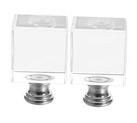 Angoily 2pcs Clear Cube Lamp Finial Decor Modern Knob for Table Floor Lamps Easy to Install Harp Finials Stylish Lighting Accessory for Bedrooms Living Rooms and Studies