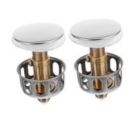 Angoily 2pcs Clogging Basin Bounce Drain Plug with Pop Up Core Bathroom Sink Stopper and Drain Filter Easy to Install Water Stopper for Kitchen Laundry Use Random Color