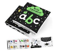 Angoily 2pcs Cloth Books Newborn Educational High Contrast Learning Books with Animal and Alphabet Designs for Early Cognition Development