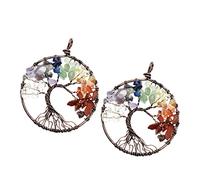 Angoily 2Pcs Crystal Tree of Life Necklace Pendants DIY Colorful Jewelry Charms for Women Gifts Fine Workmanship Small Creative Crafting Accessories