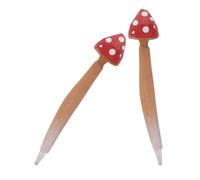 Angoily 2pcs Cute Wooden Mushroom Shape Ballpoint Pens Portable Realistic Design for School Office Stationery, Fun Novelty Writing Supplies for Students and Note Taking