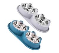 Angoily 2pcs Elevated Frog Shaped Pet Bowls with Anti-ant Base Non-spill Stainless Steel Feeding Dishes for Cats and Dogs Non-slip Small Food and Water Bowls for Indoor and Outdoor Use