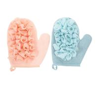 Angoily 2pcs Exfoliating Gloves Dual Sided Body Scrubber Loofah Shower Bath Sponge with Ergonomic Design Deep Exfoliating for Home Use Adults Women