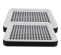 Angoily 2pcs Guinea Pig Litter Box with Detachable Grid, Leak-proof | PP Plastic Square Tray, Double-layer Filtering Base, for Rats and Small PET Cages