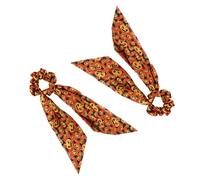 Angoily 2pcs Halloween Pumpkin Hair Scrunchies Bow Hair Ties for Women Satin Material Easy to DIY Hairstyle and Match Outfit Festive Pumpkin-shaped Accessories for Makeup and Party