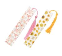 Angoily 2pcs Handmade Dried Flower Resin Bookmarks with Creative Tassels Transparent Vintage Book Markers for Book Lovers Students Teachers Practical and Decorative Reading Accessories