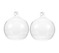Angoily 2pcs Hanging Glass Globe Planters for Succulents and Air Plants, 12cm Terrariums with Dual Openings for Indoor Wall Decoration and DIY Microlandscape Gardening