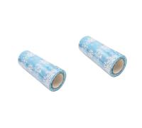 Angoily 2pcs Ice Blue Snowflake Tulle Roll Sheer Glitter Organza Gauze Ribbon for Christmas Party Decoration Wedding Wrap Birthday Favors Yards Mesh with Embroidered Pattern