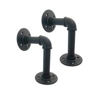 Angoily 2pcs Industrial Iron Pipe Flange Shelf Bracket for Wall Mounted Floating Shelves Sturdy Wood Board Rack Vintage Home Decor and Garden Display