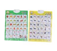 Angoily 2Pcs Interactive Audio Chart Bilingual Learning Posters for Early Education English Chinese Safe Material Fun Learning Tool for Boys for Preschoolers