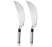 Angoily 2pcs Kitchen Crescent Colander Crescent Strainer Stainless Steel Mirror Polished Fine Mesh Quick Water and Residue Drain for Cooking Noodles and Dumplings