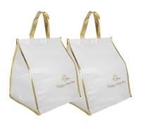 Angoily 2pcs Large Insulated Takeaway Bag with Lid for Cake White