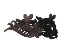 Angoily 2Pcs Large Matte Flower Hair Claw Clips Non-Slip Strong Hold Hair Barrettes for Women Accessories Elegant Twin Flower Design in Black and Dark Brown