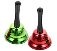 Angoily 2pcs Manual Hand Bells Metal Vintage Style Sound for Classroom Service Game Tea Medical Use Christmas Ornaments Red Green