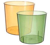 Angoily 2Pcs Medium Green and Orange Plastic Rubbish Bins Pet Wastebaskets for Bathroom Office Home Compact Trash Cans Without Lid Easy Clean Garbage Containers for Recycling and Household