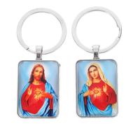 Angoily 2Pcs Mini Bible Scripture Keychains with Photo Frame, Red and Orange, Baptism Party Favors Christian Faith Key Rings for Christmas and Religious Events