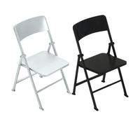 Angoily 2pcs Miniature Folding Chairs Set, Mini Dollhouse Furniture Models in Black and Silver, Foldable Mini Chairs for Figurines and Playroom Decor, 5.8 x3.6 x3.3