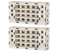 Angoily 2pcs Miniature House Model - Wooden Office Building Model - Sand Table Material for Crafts - Small Blank Log Cabin for Enthusiasts - No Assembly Required
