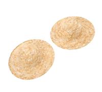 Angoily 2Pcs Miniature Straw Hats DIY Craft Mini Woven Sombrero Hats for Dollhouse Accessories Tiny Cowboy Decoration for Celebrations and Creative Projects