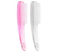 Angoily 2pcs Nail Brush Cleaner with Handle Grip for Manicure and Pedicure, Plastic Curved Fingernail Scrub Brush for Dust and Dirt Removal, Nail Cleaning Supplies for Home and Salon Use