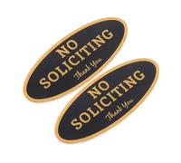 Angoily 2pcs No Soliciting Signs for Home and Office Small Oval Acrylic Self-adhesive Stickers Weather-resistant Easy Peel and Stick Clear Visible Text to Prevent Unwanted Visitors
