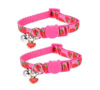 Angoily 2pcs Pet Fruit Collar Kitten Collar Bowtie Cute Cat Collar Cat Collar Bells Breakaway Neck Strap Pet Collar Strawberry Cat Collar Turban Scarf Lightweight Charm Necklace Polyester
