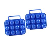 Angoily 2pcs Plastic Egg Carrier Holder Storage Box for Eggs Portable Folding Handle Design for Kitchen and Outdoor Camping Trips