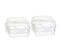 Angoily 2pcs Portable Egg Carton Stackable Plastic Egg Holder Folding Storage Case Carry Fridge Organizer Bin for Camping Travel