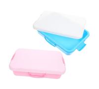 Angoily 2pcs Portable Handheld Sandbox with Lid, Small Plastic Play Tray for Sensory Play and Indoor Storage, Montessori Sand Tray, Blue White Pink White