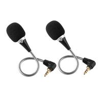 Angoily 2pcs Portable Mini Handheld Wired Microphone with 3.5mm Jack, Silver Metal and Plastic Build, 360° Bendable Gooseneck, High Sensitivity for Gaming Headset and Smartphone Use