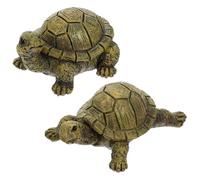 Angoily 2pcs Realistic Simulation Turtle Figurines Resin Sculpture Small Garden Ornament Desktop Animal Decoration