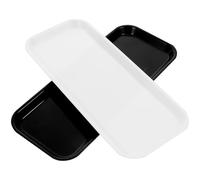 Angoily 2Pcs Rectangular Dessert Storage Trays Set, Black and White Cake Display Plates for Party Serving, Reusable Snack and Food Holder for Home Kitchen