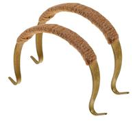 Angoily 2pcs Replaceable Teapot Handles with Ergonomic Antique Copper Finish and Hemp Rope, Medium Size 11-13cm Wear-Resistant Tea Pot Grips for Household Kettle Accessories