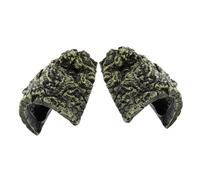 Angoily 2PCS Resin Turtle Basking Platform with Hole Stable Rock Dock Ramp and Cave Hideout for Reptile Habitat Encourages Activity and Resting Decorative Terrarium Accessory