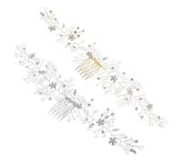 Angoily 2pcs Rhinestone Crystal Wedding Hair Comb Set for Brides and Bridesmaids, Silver and Gold Flower Bridal Hair Accessories with Sparkly Floral Headpiece for Wedding Hairstyles