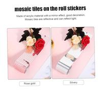 Angoily 2pcs Self-Adhesive Mosaic Tiles Mirror Stickers for DIY Craft Wall Decoration Acrylic Brick Sticker Reflective Surface Rose Gold Silver Each Squares