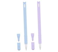 Angoily 2Pcs Silicone Cat Head Pencil Case for Pencil Gen in Purple Sky and Blue Precise Fit Protective Sleeve with Non-fading Material Safe Soft Silicone Stylus Pen Accessories