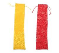 Angoily 2pcs Silk Pouches for Chinese Art Storage Brocade Calligraphy Bags Drawstring Elegant Tassel Design Large Capacity Organza Pouches