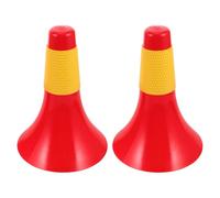 Angoily 2pcs Small Football Training Cones with Thickened Plastic, Red Cones with Yellow Sleeves, Football Barrier Markers for Soccer Drills and Outdoor Sports Training