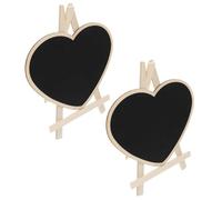 Angoily 2pcs Small Heart Shaped Standing Chalkboard Signs Portable Wooden Blackboard Message Boards for Parties Weddings Cafes and Reusable Table Display Boards