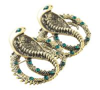 Angoily 2pcs Snake Brooch Pin for Clothes, Golden Alloy Lapel Pins Rhinestone Inlaid Design, Secure Fastening and Elegant Decoration for Weddings and Christmas
