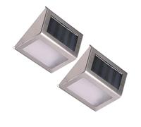 Angoily 2pcs Solar Powered Stair Lights Outdoor Wall and Fence Lights Stainless Steel Step Lighting for Garden Pathway Balcony with White Bright Illumination