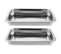 Angoily 2Pcs Stainless Steel Cat Litter Box Deep High-Sided Metal Litter Pan 32X22X4.8Cm Open Design for Kittens and Small Cats Pet Toilet Tray Easy Clean