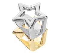 Angoily 2pcs Star Tooth Grills Metal Hip Hop Tooth Grills Fashion Copper Smooth Material Comfortable Fit Prevents Bad Breath Nightclub Goers Parties Unique Star Design
